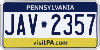 PA license plate JAV2357