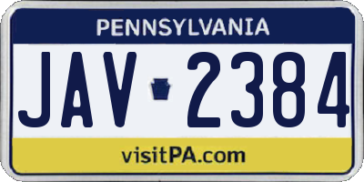 PA license plate JAV2384