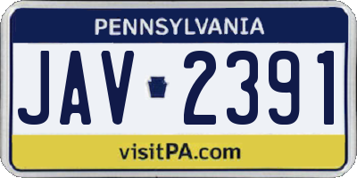 PA license plate JAV2391