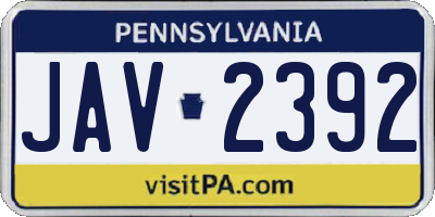 PA license plate JAV2392