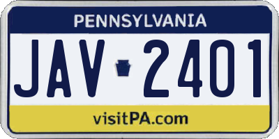 PA license plate JAV2401