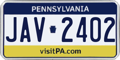 PA license plate JAV2402