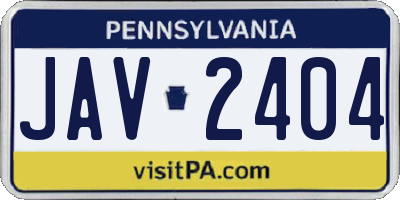 PA license plate JAV2404