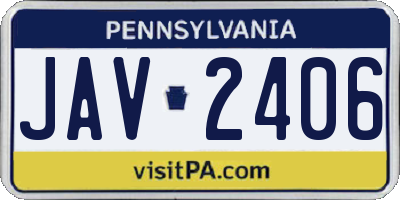 PA license plate JAV2406