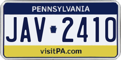 PA license plate JAV2410