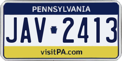 PA license plate JAV2413