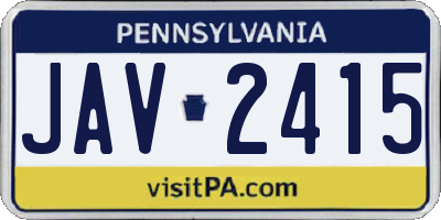 PA license plate JAV2415