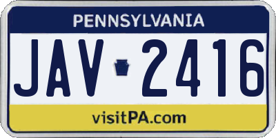 PA license plate JAV2416