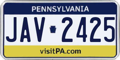 PA license plate JAV2425