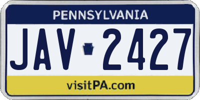 PA license plate JAV2427