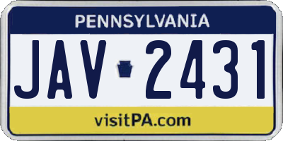PA license plate JAV2431