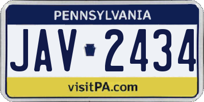 PA license plate JAV2434