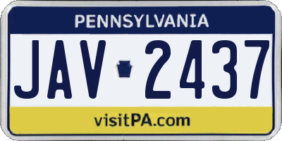 PA license plate JAV2437
