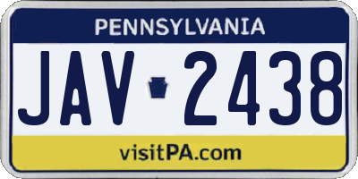 PA license plate JAV2438