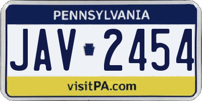 PA license plate JAV2454