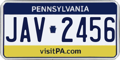 PA license plate JAV2456