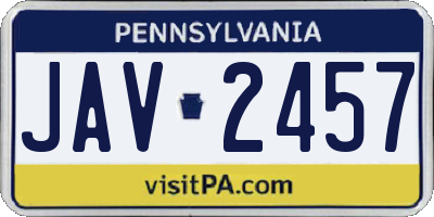 PA license plate JAV2457