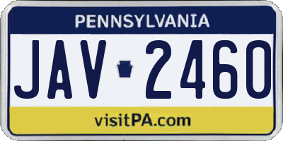 PA license plate JAV2460