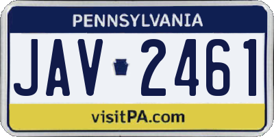 PA license plate JAV2461