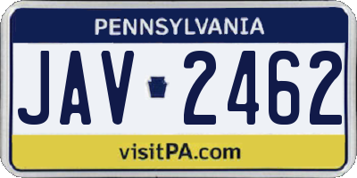 PA license plate JAV2462