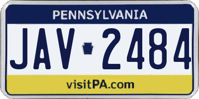 PA license plate JAV2484