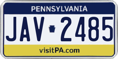 PA license plate JAV2485