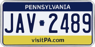 PA license plate JAV2489