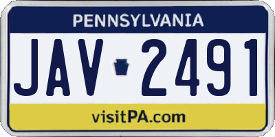 PA license plate JAV2491