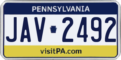 PA license plate JAV2492