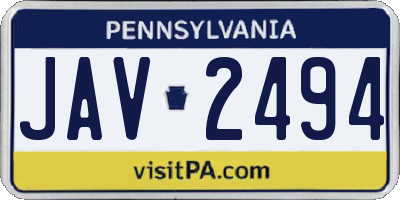 PA license plate JAV2494