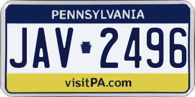 PA license plate JAV2496