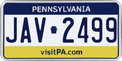 PA license plate JAV2499