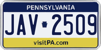 PA license plate JAV2509