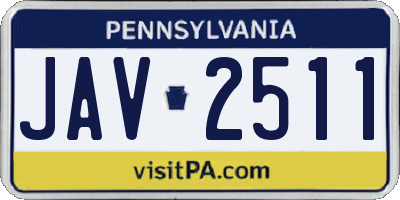 PA license plate JAV2511
