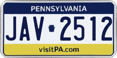 PA license plate JAV2512
