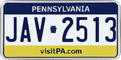 PA license plate JAV2513