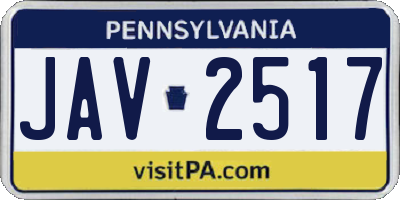 PA license plate JAV2517