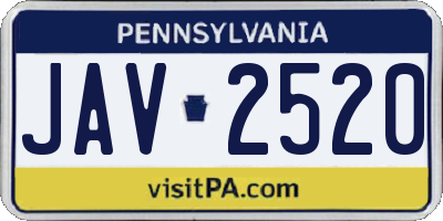 PA license plate JAV2520