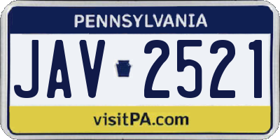 PA license plate JAV2521
