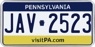 PA license plate JAV2523