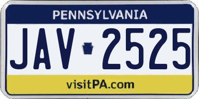 PA license plate JAV2525