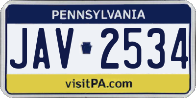 PA license plate JAV2534