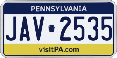 PA license plate JAV2535