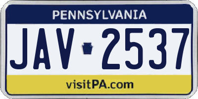 PA license plate JAV2537
