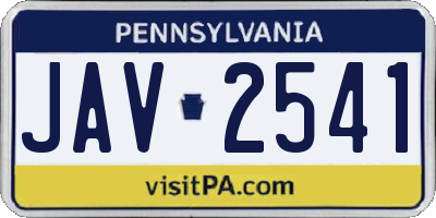 PA license plate JAV2541