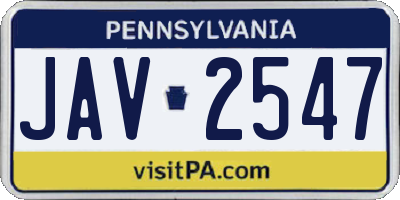 PA license plate JAV2547