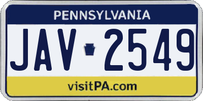 PA license plate JAV2549