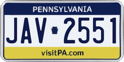PA license plate JAV2551