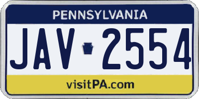 PA license plate JAV2554