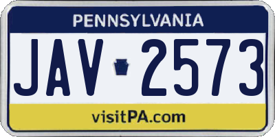 PA license plate JAV2573